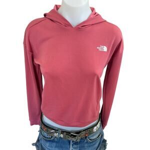 The North Face Salmon Pink Hoodie top XS Athletic Crop Running Wick Away